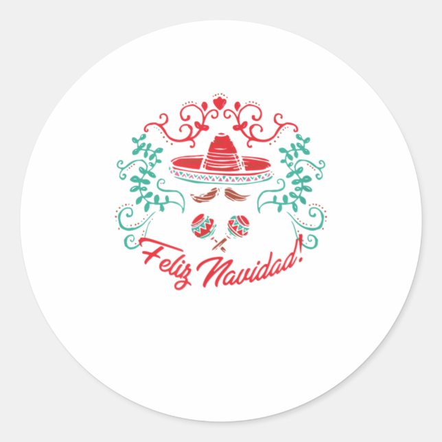 Weihnachtsmannmütze Sombrero Christmas Mexico Feli Runder Aufkleber (Vorderseite)