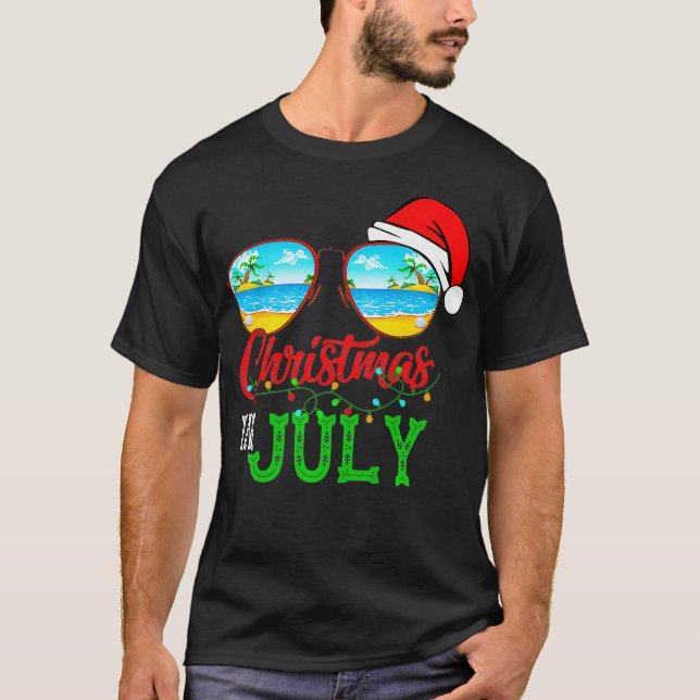 Weihnachtsmannmütze Sonnenbrille Sommerweihnachtsf T-Shirt (Vorderseite)