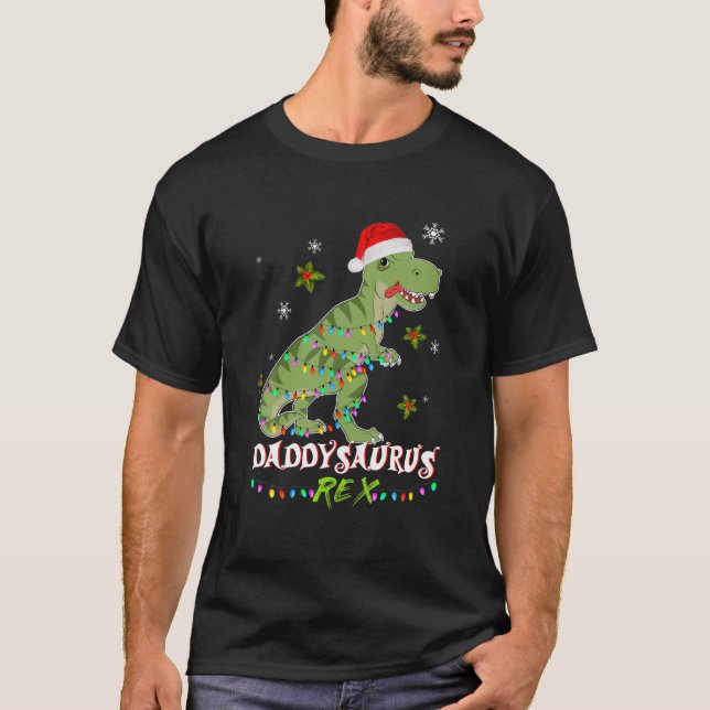 Weihnachtsmannmütze T Rex Matching Familienweihnac T-Shirt (Vorderseite)