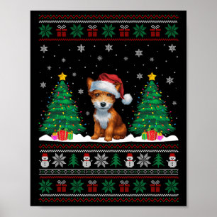 Weihnachtsmannmütze Toy Fox Terrier Dog Xmas Tree  Poster