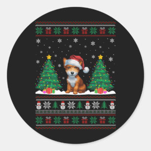 Weihnachtsmannmütze Toy Fox Terrier Dog Xmas Tree Runder Aufkleber