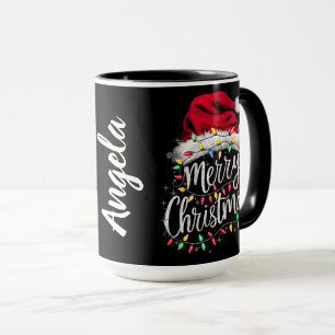 Weihnachtsmannmütze und Lichter mit anpassbarem Na Tasse
