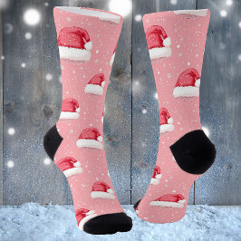 Weihnachtsmannmütze und Schneeflocke Socken