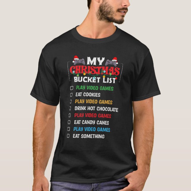 Weihnachtsmannmütze Video Games - Weihnachtsspiele T-Shirt (Vorderseite)
