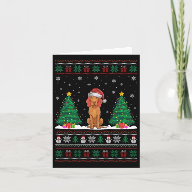 Weihnachtsmannmütze Vizsla Hund Weihnachtsbaum Lic Karte (Vorderseite)