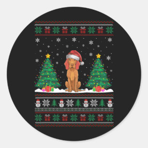 Weihnachtsmannmütze Vizsla Hund Weihnachtsbaum Lic Runder Aufkleber