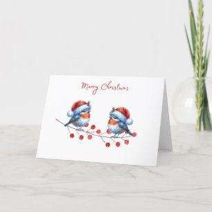 Weihnachtsmannmütze Vögel Frohe Weihnachtskarte Feiertagskarte