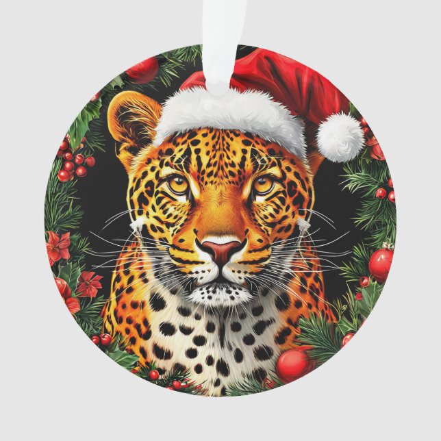 Weihnachtsmannmütze von festem Leopard Ornament (Vorderseite)