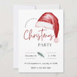 Weihnachtsmannmütze Watercolor Weihnachten Party E Einladung