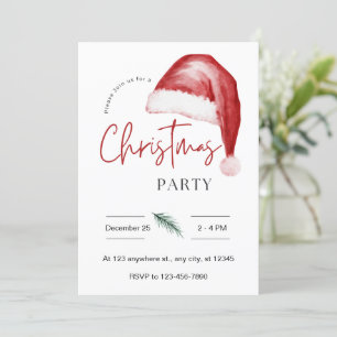 Weihnachtsmannmütze Watercolor Weihnachten Party E Einladung