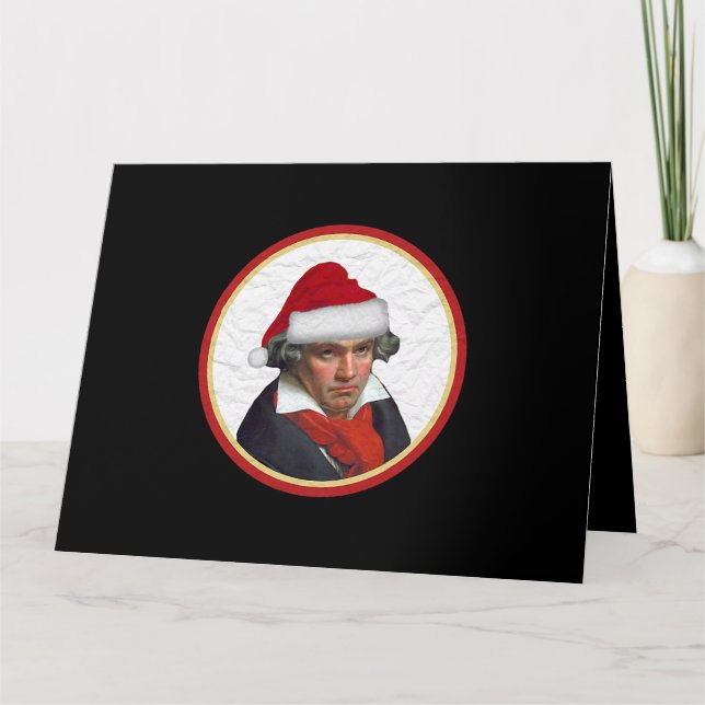 Weihnachtsmannmütze Weihnachten Beethoven Klassisc Karte (Vorderseite)