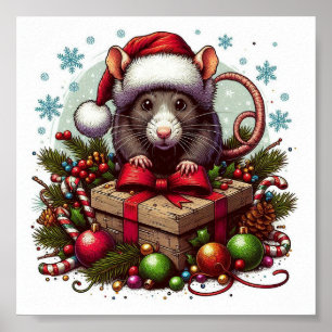 Weihnachtsmannmütze Weihnachten mit Rat Poster