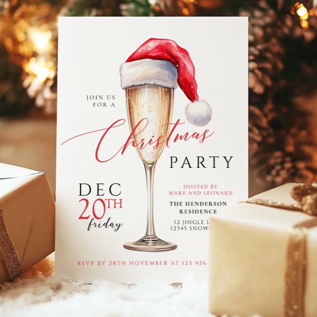 Weihnachtsmannmütze Weihnachts-Party Einladung (Von Creator hochgeladen)