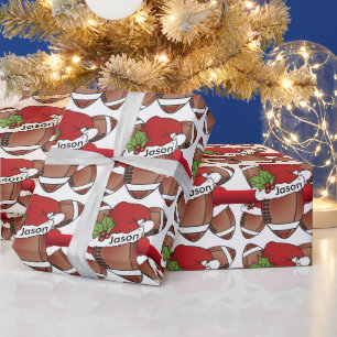 Weihnachtsmannmütze Weihnachtsfußball   DIY Name Geschenkpapier