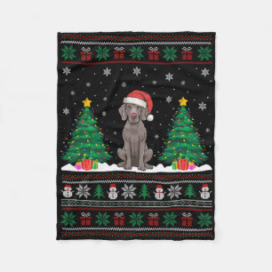 Weihnachtsmannmütze Weimaraner Hund Weihnachtsbaum Fleecedecke