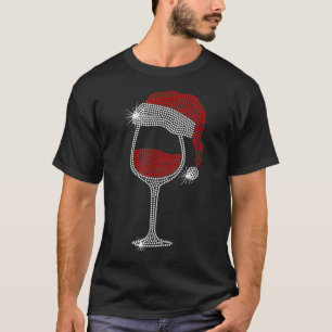 Weihnachtsmannmütze Wine Bling Christmas Kristall  T-Shirt