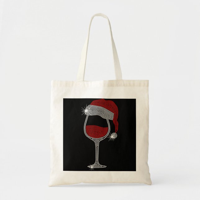 Weihnachtsmannmütze Wine Bling Weihnachts Kristall Tragetasche (Vorne)