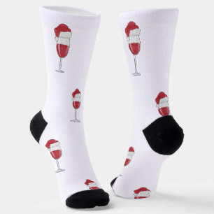 Weihnachtsmannmütze Wine Glass Holiday Kleine Gesc Socken