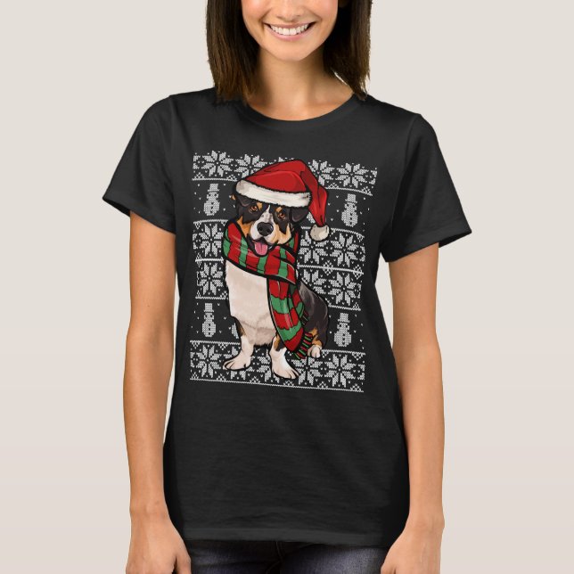 Weihnachtsmannmütze Xmas Cardigan Welsh Corgi Ugly T-Shirt (Vorderseite)