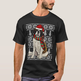 Weihnachtsmannmütze Xmas St Bernard Ugly Weihnacht T-Shirt