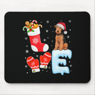 Weihnachtsmannmütze Xmas Strumpf Holiday Airedale  Mousepad