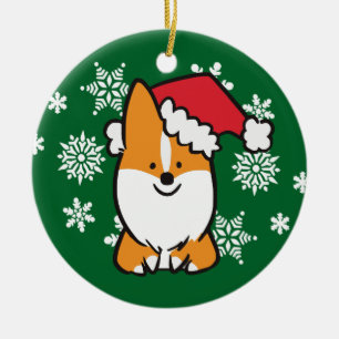 Weihnachtsmannmützecorgi-Verzierung CorgiThings Keramikornament