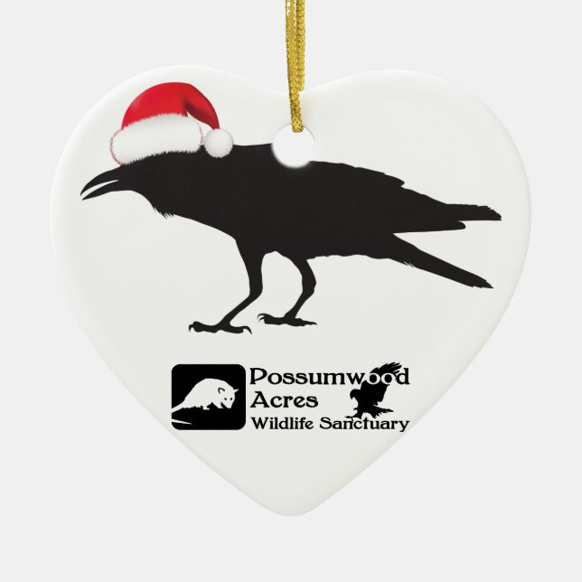 Weihnachtsmannmützekrähenverzierung Keramikornament (Vorne)