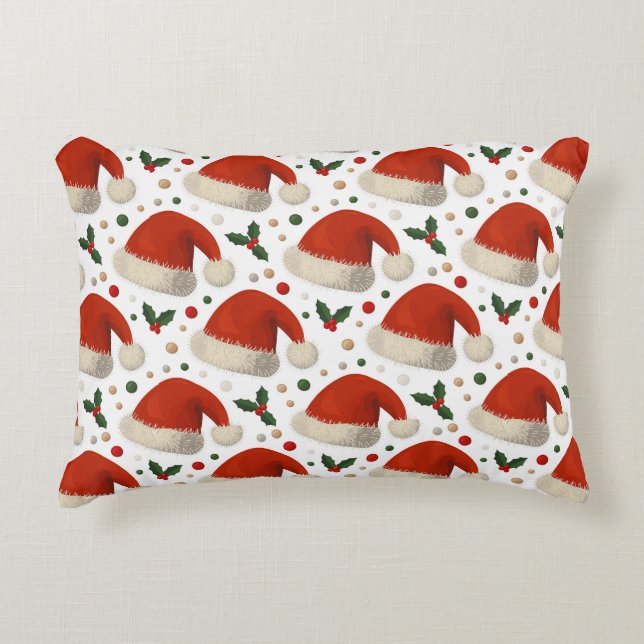 Weihnachtsmannmützen Dekokissen (Vorderseite)