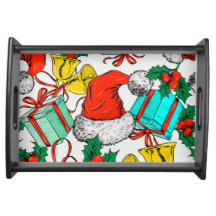 Weihnachtsmannmützen, Geschenke und Glocken