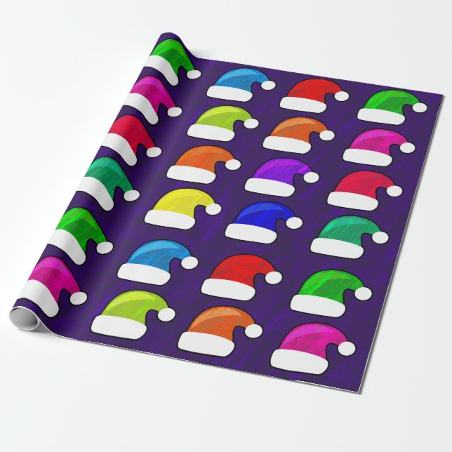 Weihnachtsmannmützen Geschenkpapier (Ungerollt)
