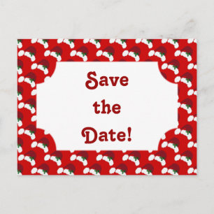 Weihnachtsmannmützen mit Holly Save the Date Postk Ankündigungspostkarte