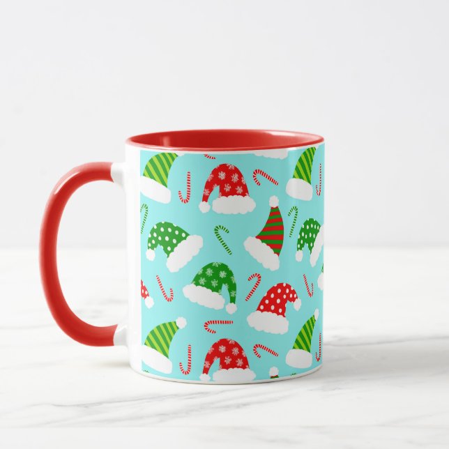 Weihnachtsmannmützen und Candy Canes Weihnachten Tasse (Links)