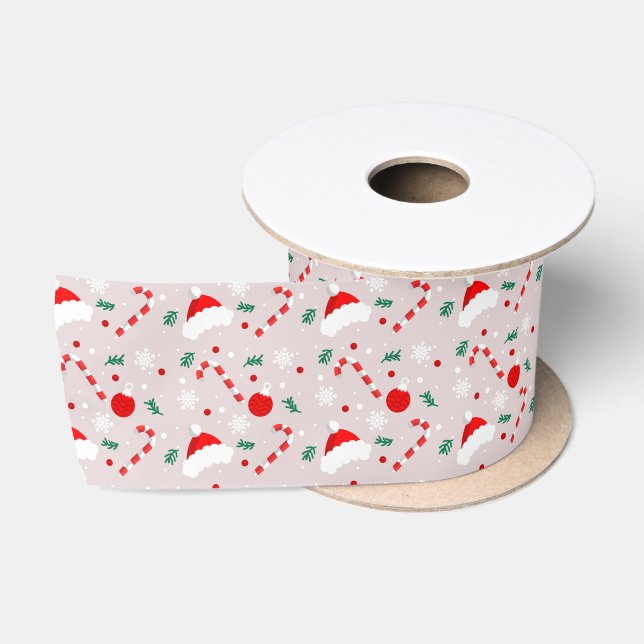 Weihnachtsmannmützen und Cany Red White Satinband (Spule)
