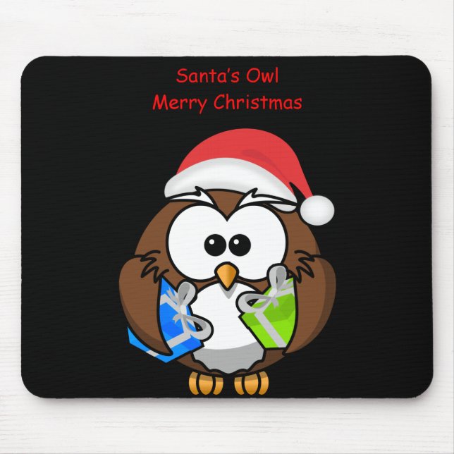 Weihnachtsmanns Eulen-Mauspad Mousepad (Vorne)