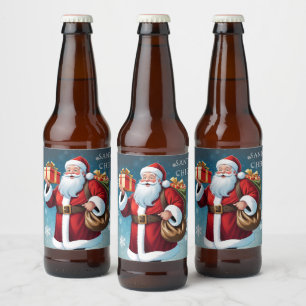 Weihnachtsmanns Frohe Weihnachten Feier Bierflaschenetikett