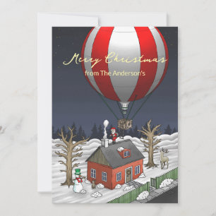 Weihnachtsmanns Heißluftballon Feiertagskarte
