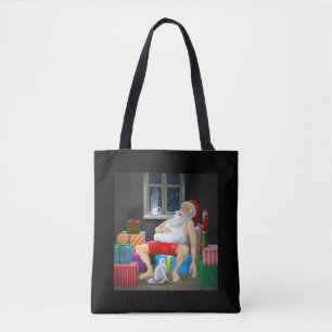 Weihnachtsmanns Kaffeepause am Heiligen Abend Tasche