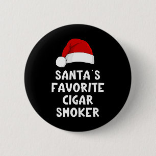 Weihnachtsmanns Lieblings-Zigarrenraucher Lustiges Button