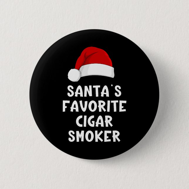 Weihnachtsmanns Lieblings-Zigarrenraucher Lustiges Button (Vorderseite)