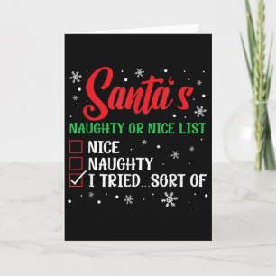 Weihnachtsmanns unartige oder brave Liste, die ich Karte