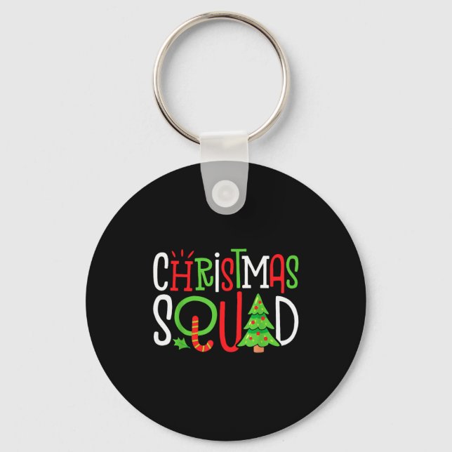Weihnachtsmannschaft Lustiger Weihnachtsbaum Famil Schlüsselanhänger (Vorderseite)