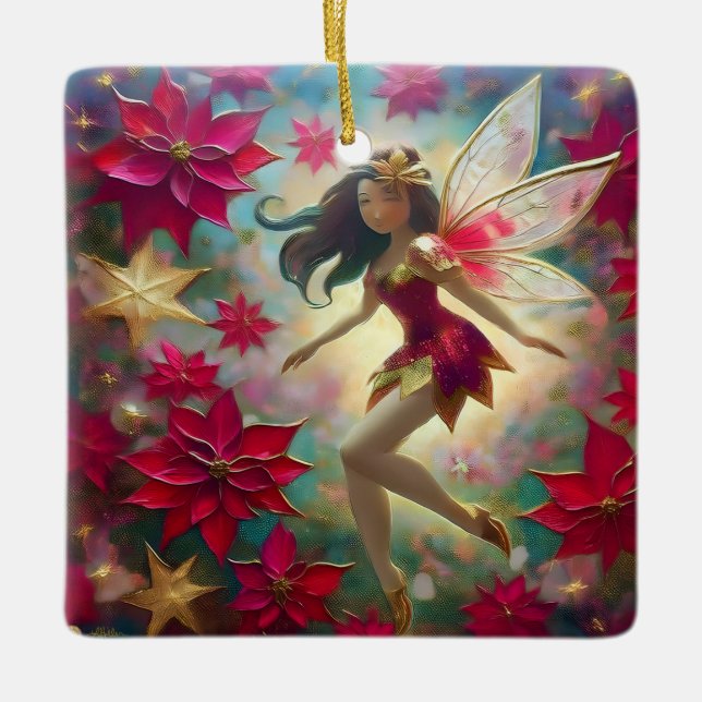 Weihnachtsmannschaft - Mittelbraune Haare Keramikornament (Vorderseite)