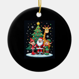 Weihnachtsmannschaft Santa Giraffe Elf Dabbing pas Keramik Ornament