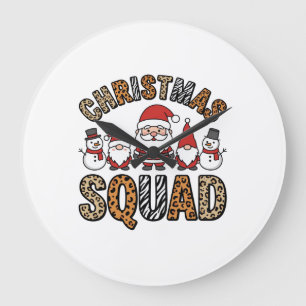Weihnachtsmannschaft Santa Schneemann Leopardendru Große Wanduhr
