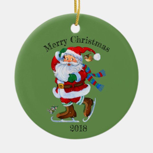 Weihnachtsmannverzierung u. -jahr keramik ornament (Vorne)