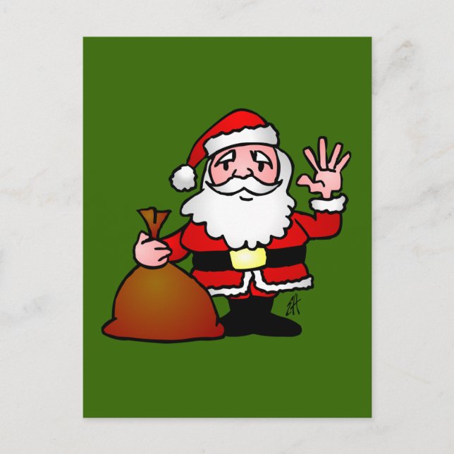 Weihnachtsmannwellenartig bewegen feiertagspostkarte (Vorderseite)