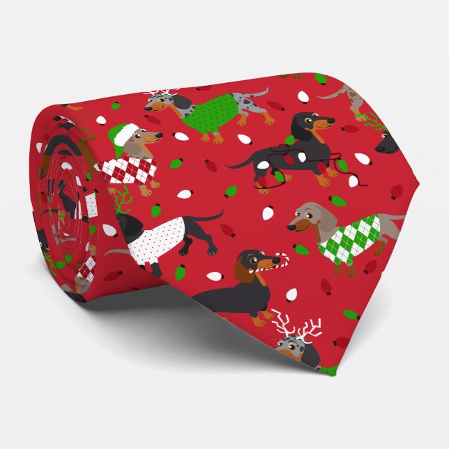 Weihnachtsmäntel Dackel Krawatte (Gerollt)