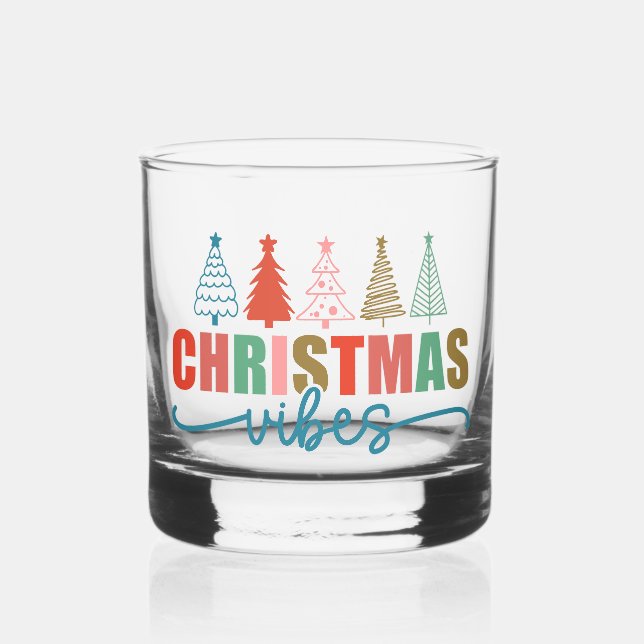 Weihnachtsmäntel - farbenfrohe Urlaubsmuster Whiskyglas (Vorderseite)