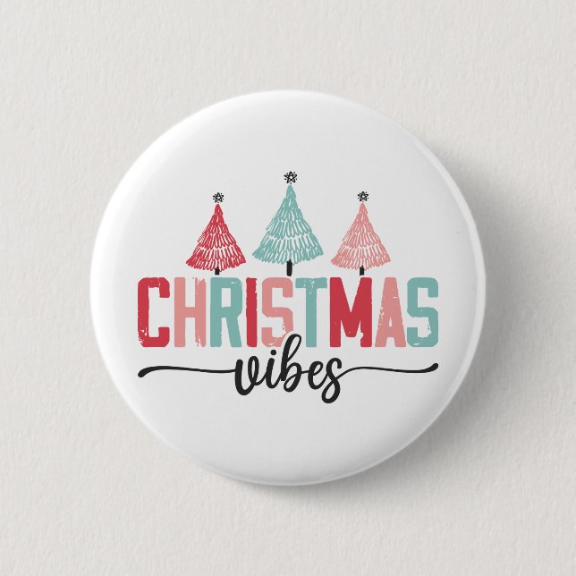 Weihnachtsmäntel - festes Baumdesign Button (Vorderseite)