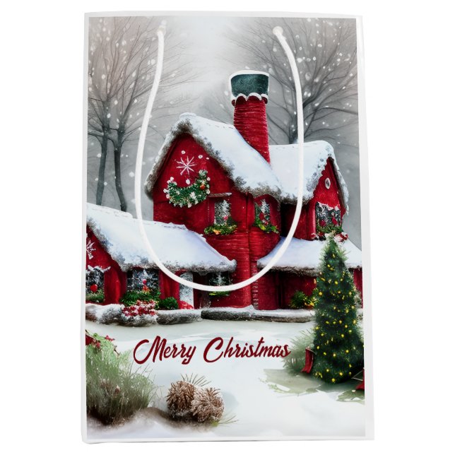 Weihnachtsmärchen Landschaft Mittlere Geschenktüte (Vorderseite)